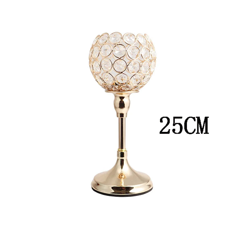 Crystal Tealight Candle Holders, Metal Glass Candlesticks, Wedding Table Centerpiece, Christmas Party, Home Decoration
