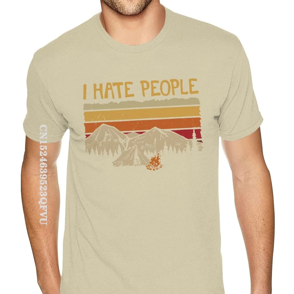 Christmas Mountain Camping I Hate People T-Shirt For Men Personalized Gothic Style Anime Tshirt Kawaii Gothic Style T Shirt