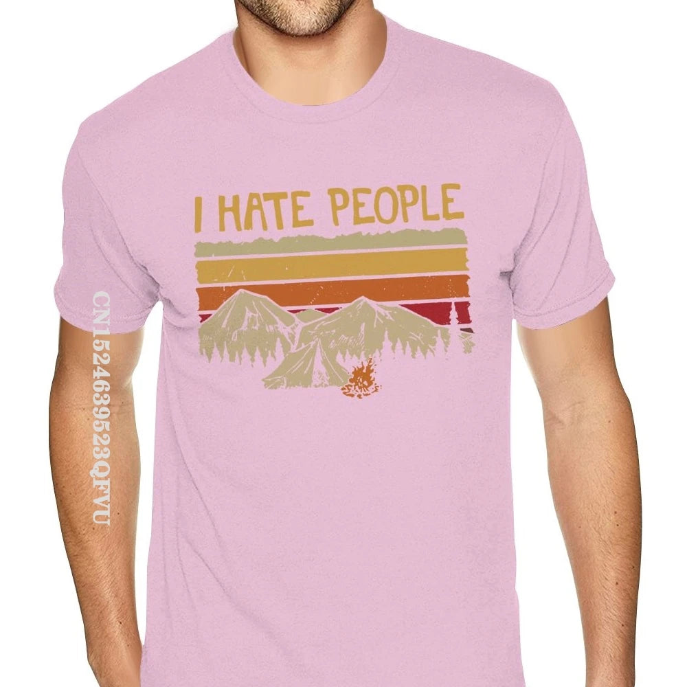 Christmas Mountain Camping I Hate People T-Shirt For Men Personalized Gothic Style Anime Tshirt Kawaii Gothic Style T Shirt