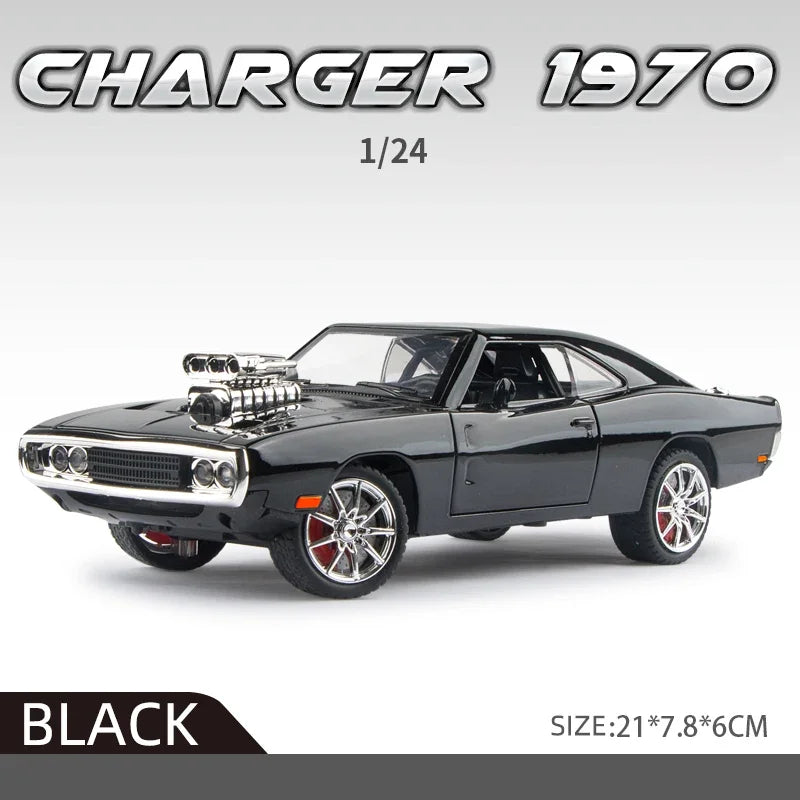 Dodge Charger 1970 1:24 American Super Muscle Car Alloy Diecast Model Toys Sound & Light Simulation Christmas Gifts for Kids