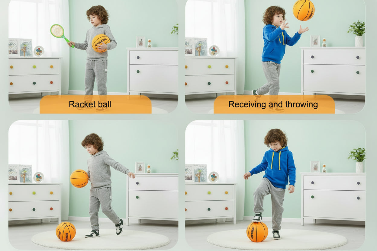 Jeu Bouncing Mute Ball Indoor Silent Basketball 24/21/18cm Silent Soft Foam Basketball Child Sports Toy Game Bounce Basket Balls