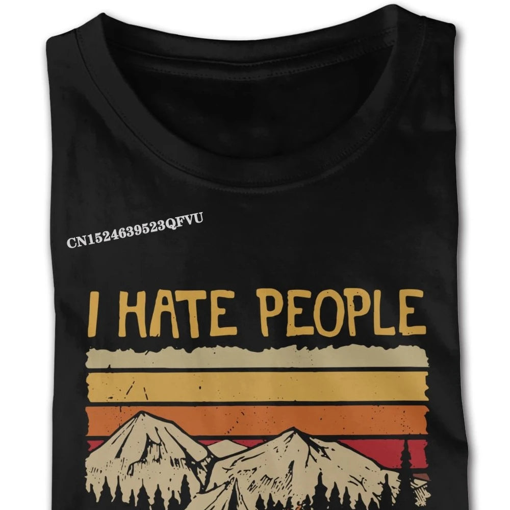 Christmas Mountain Camping I Hate People T-Shirt For Men Personalized Gothic Style Anime Tshirt Kawaii Gothic Style T Shirt