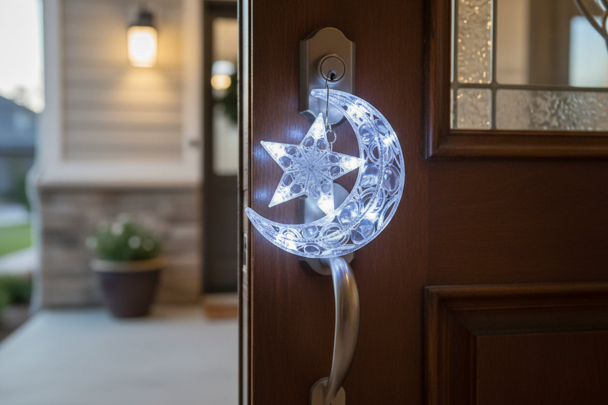 Christmas Star Tree Topper Lights LED Glowing Star Moon Lamp Night Light Xmas Tree Top Ornaments New Year Home Party Decor