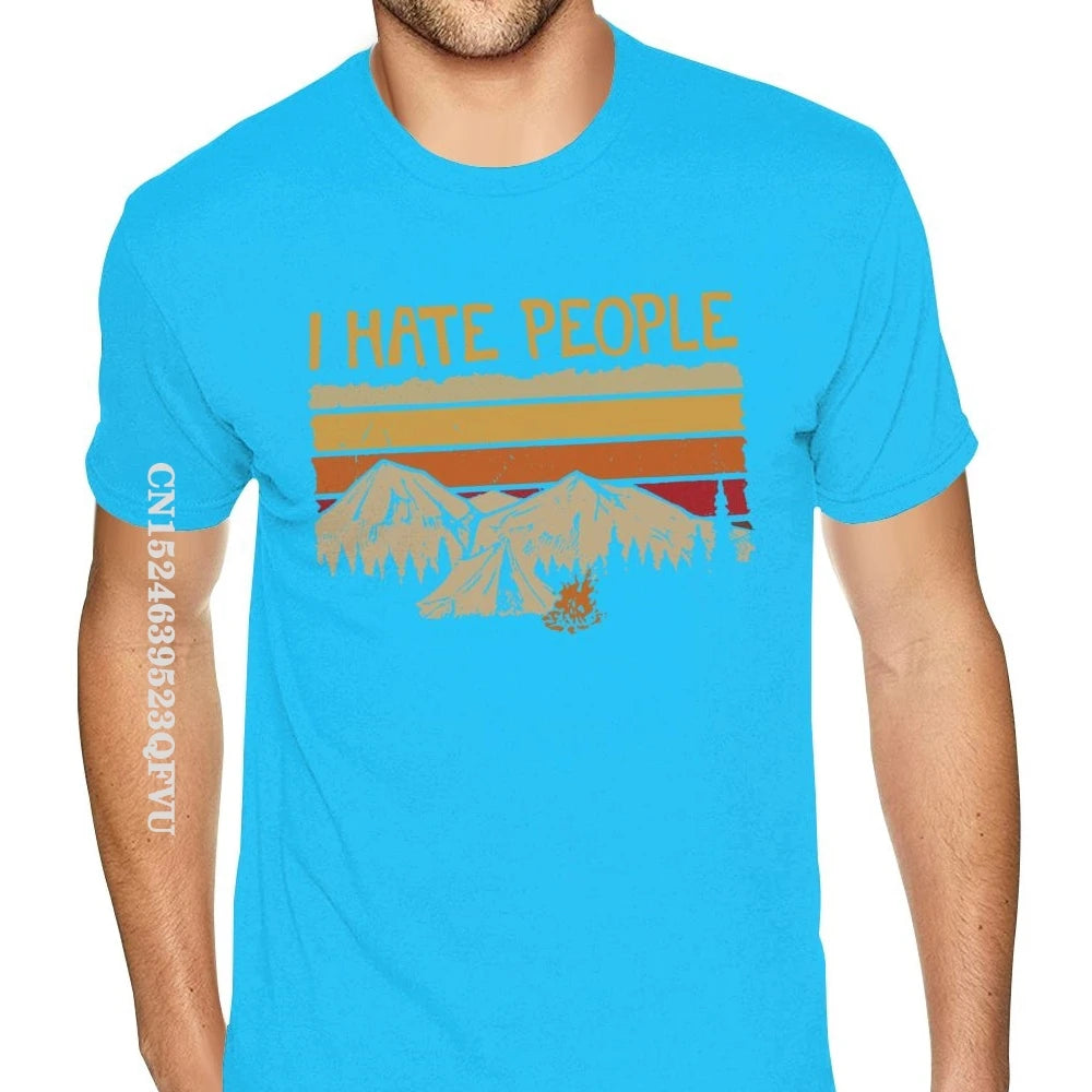 Christmas Mountain Camping I Hate People T-Shirt For Men Personalized Gothic Style Anime Tshirt Kawaii Gothic Style T Shirt