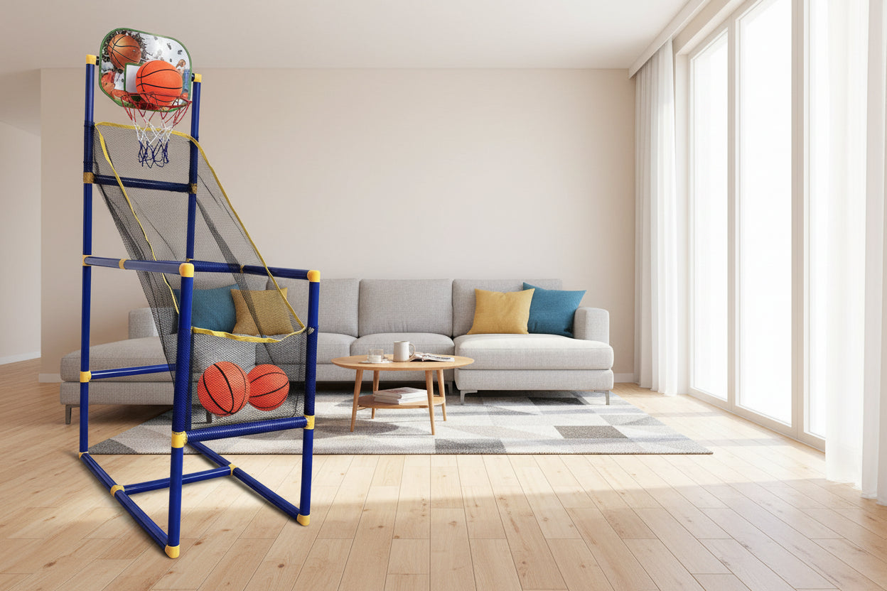 Enjoyable Arcade Basketball Game Set - Indoor/Outdoor Dual Play, Easy Setup with Pump & Balls, Ideal Holiday & Birthday Gift