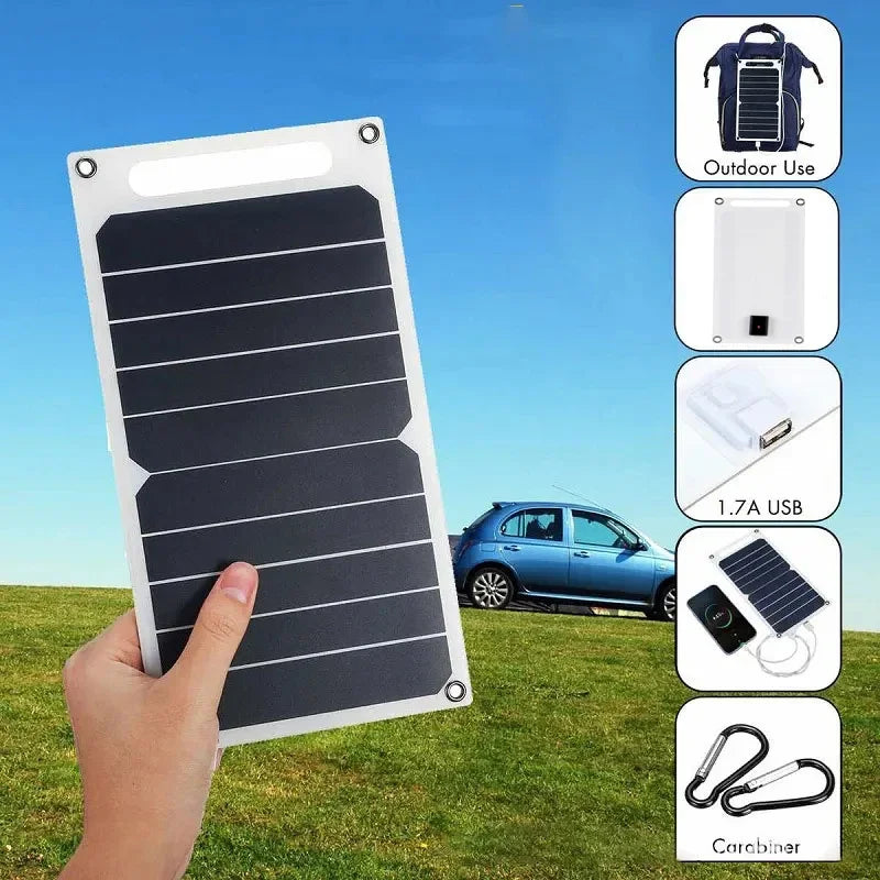 LED 30W Solar Panel With USB Waterproof Outdoor Hiking And Camping Portable Battery Mobile Phone Charging Bank Charging Panel 6.8V