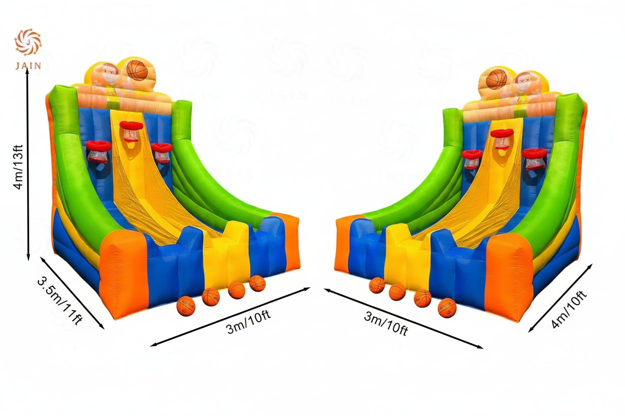3 Laned Inflatable Basketball Hoop Game Inflatable Basketball Goal with 4 Balls Ball Shot for Outdoor Party Event