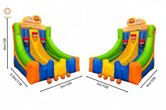 3 Laned Inflatable Basketball Hoop Game Inflatable Basketball Goal with 4 Balls Ball Shot for Outdoor Party Event