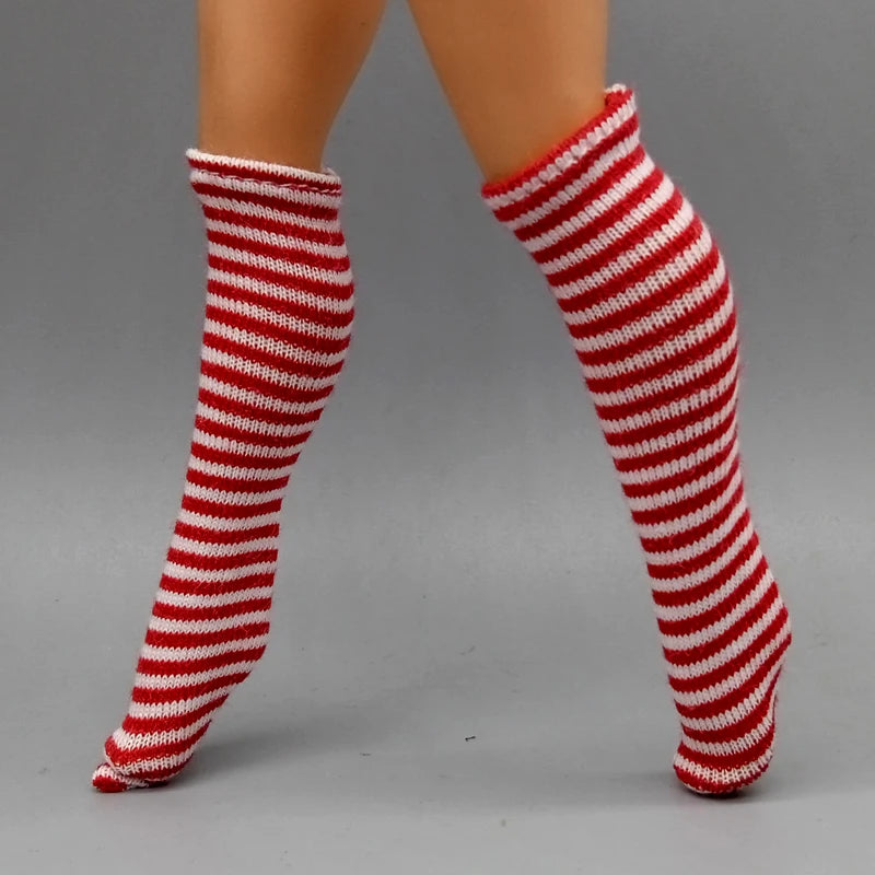 Suitable 25CM Winter Dolls Fishnet Stockings Rainbow Striped Socks For Dolls Girls Christmas Gift