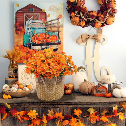 21 Heads Autumn Silk Daisy Bouquet Festival Vase for Home room Wedding outdoor Decoration Household  Artificial Flowers diy Gift