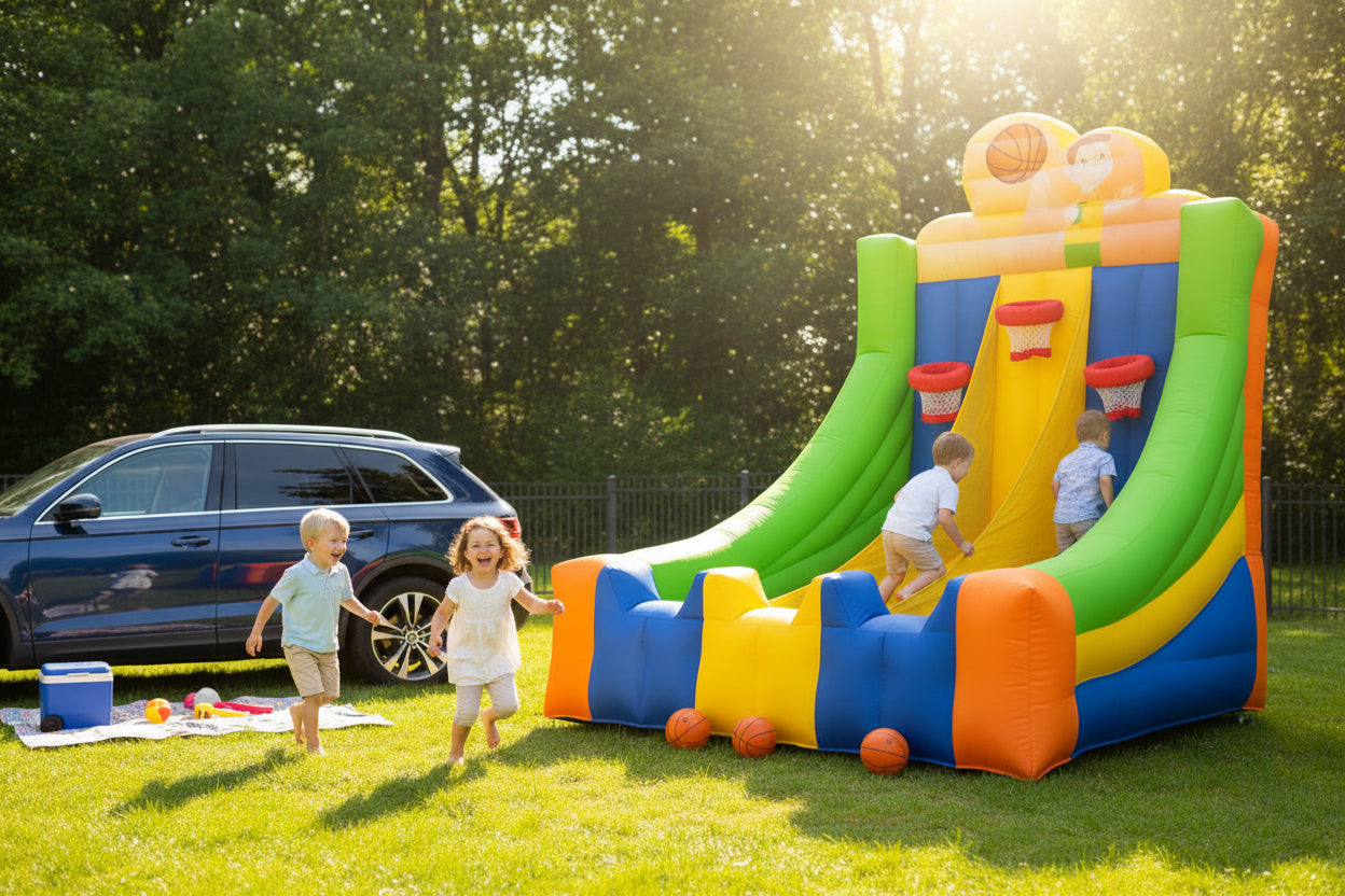 3 Laned Inflatable Basketball Hoop Game Inflatable Basketball Goal with 4 Balls Ball Shot for Outdoor Party Event